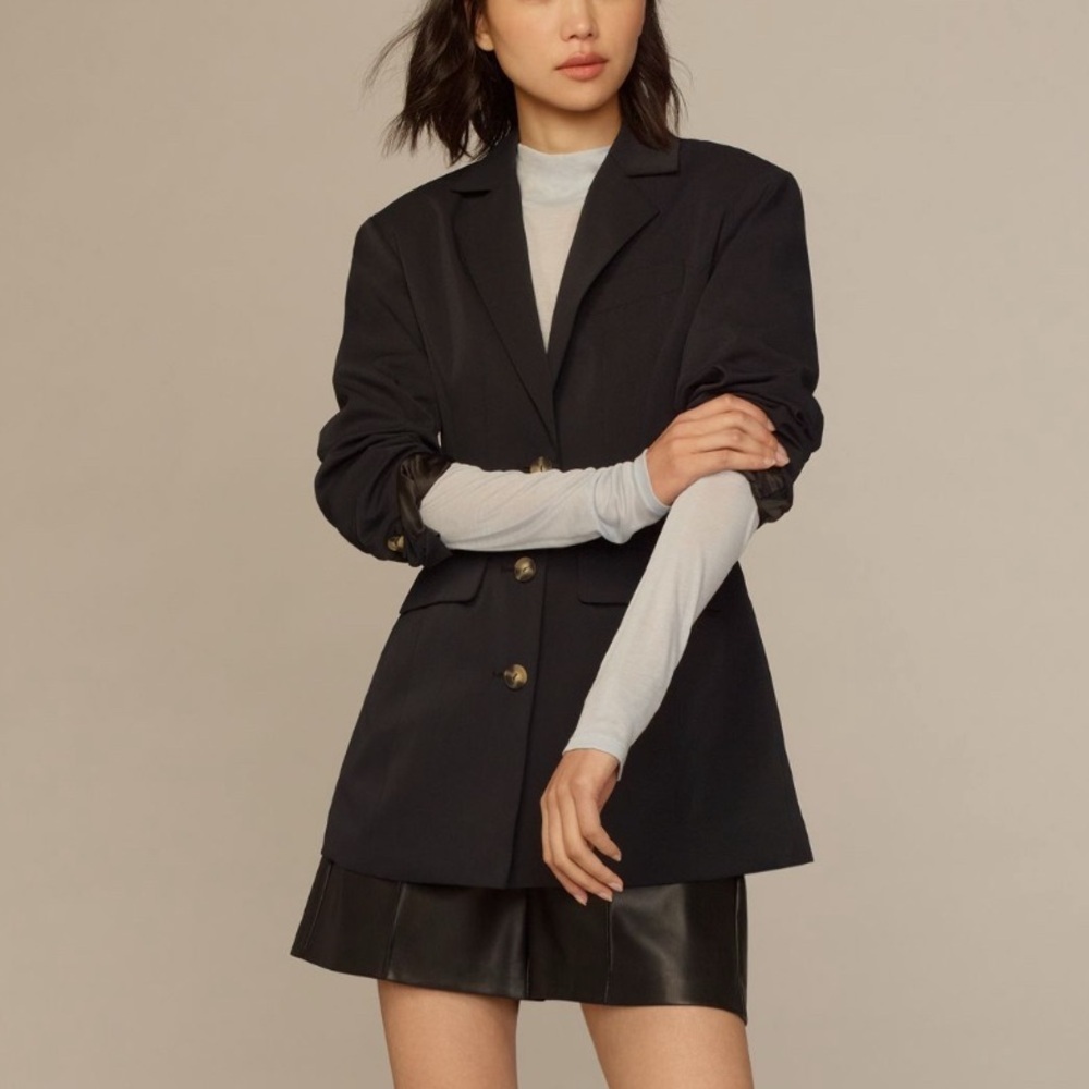 Anthropologie Blazer Fitted Button Down Black Jacket Business Casual Size 8 New - Picture 3 of 14